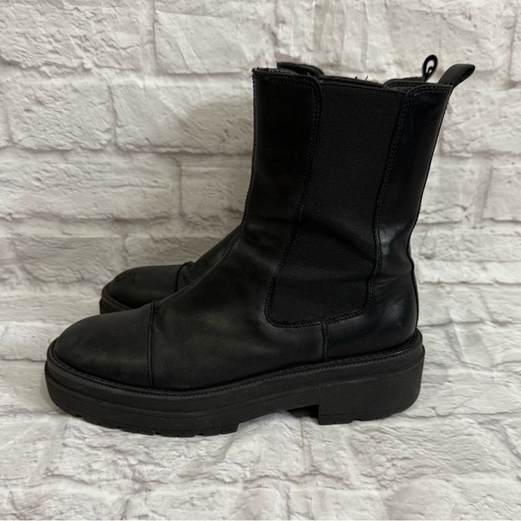 Sam Edelman WELLINGTON LUG SOLE CHELSEA BOOTS womens size 8.5 black - Picture 1 of 8